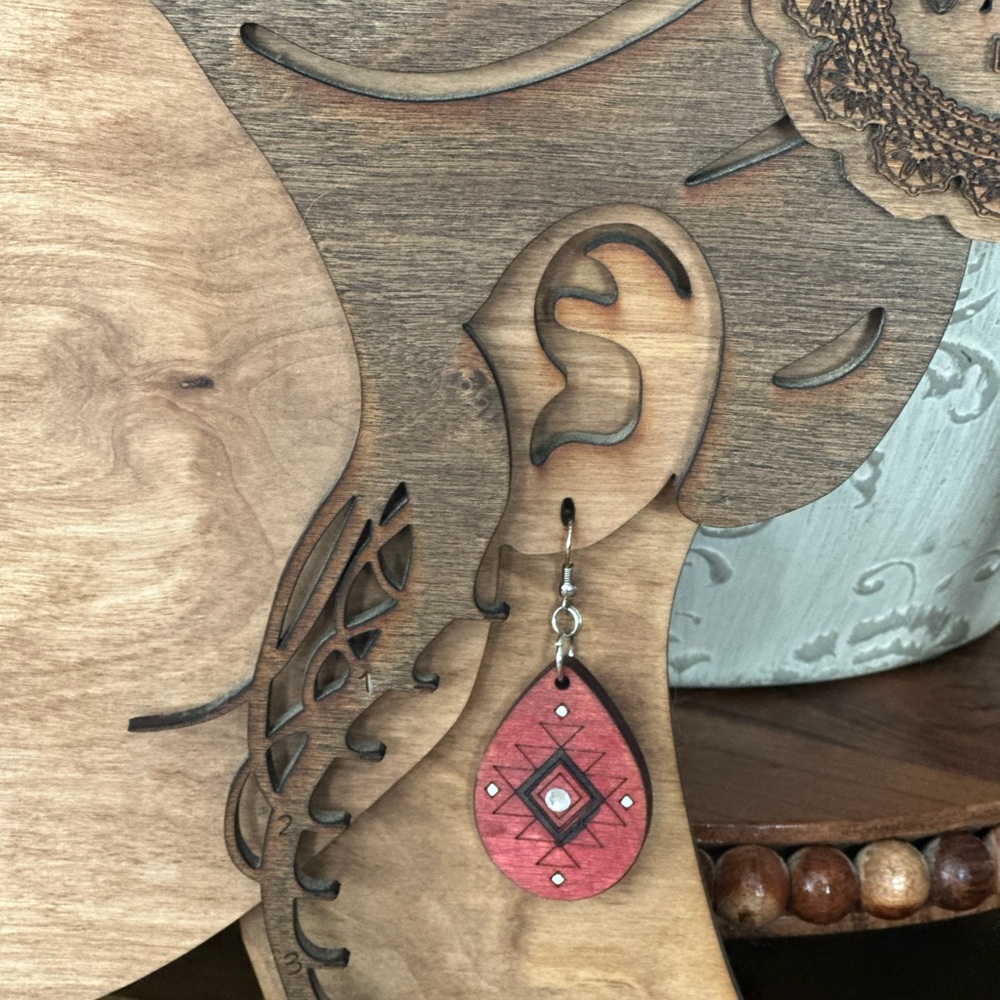 red southwestern tribal teardrop earrings